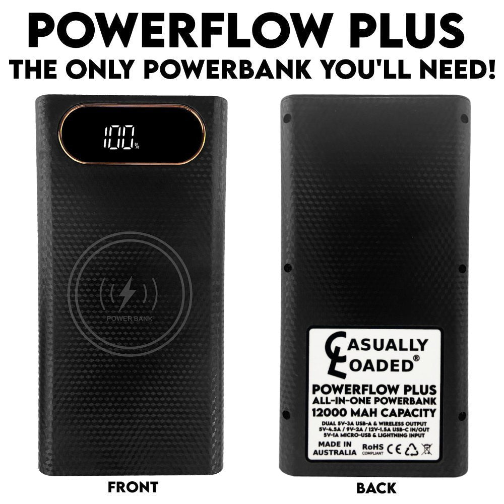 Powerflow Plus all in one type c USB C fast charging large capacity Australian made lithium-ion portable charger powerbank