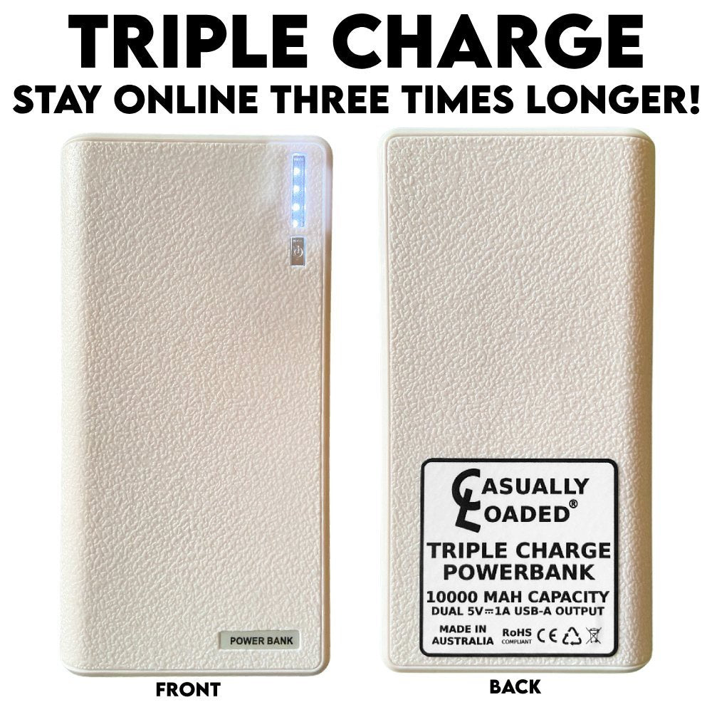 Triple Charge Powerbank three full charges 10000 mah powerbank Australian made durable and sustainable portable charger